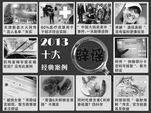 保山2013年度十大辟谣经典案例公布 辟谣＂联合战线＂发力